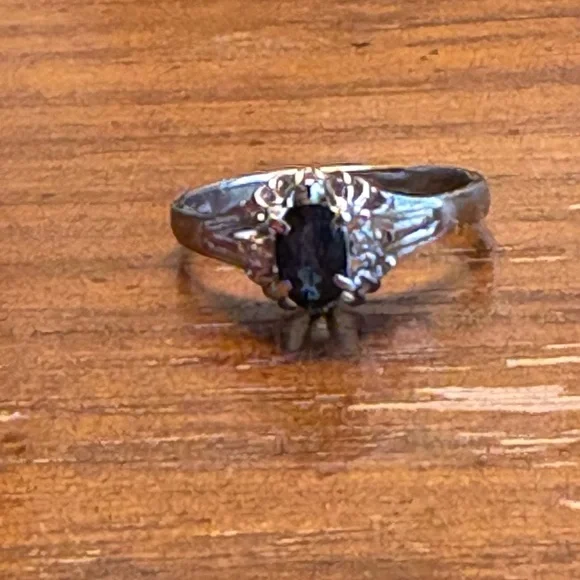 Platinum Sapphire & Diamond Cocktail Ring Size 5 Total Carat Weight 0.38 - Picture 15 of 16